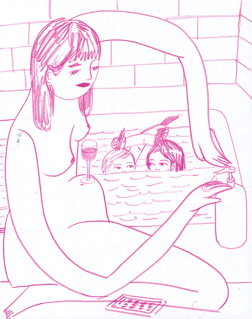 Bathers (Red Tub) Sketch, 2021