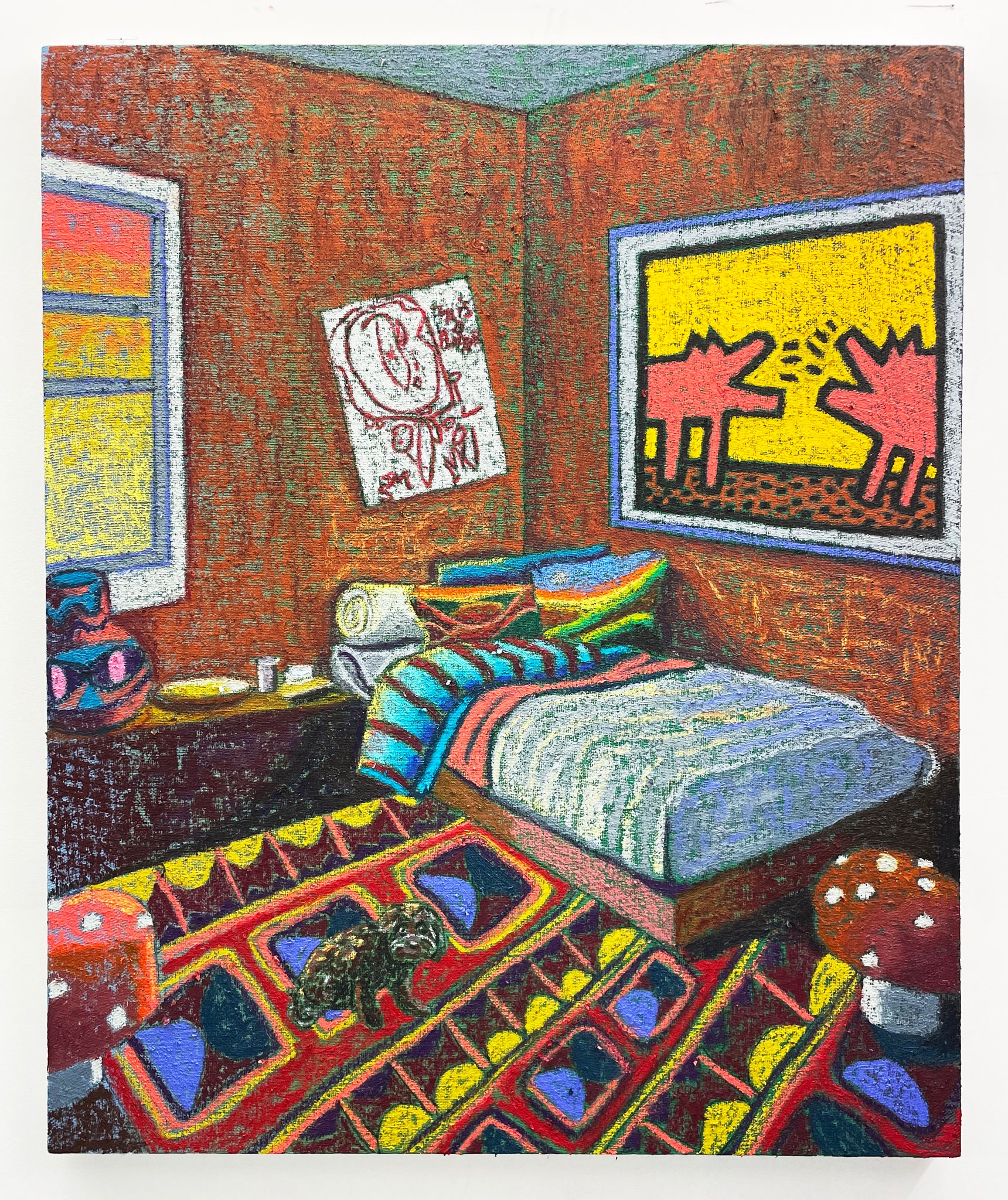 Interior with Manford Rug, Keith Haring Lithograph and Children's Drawing, 2022